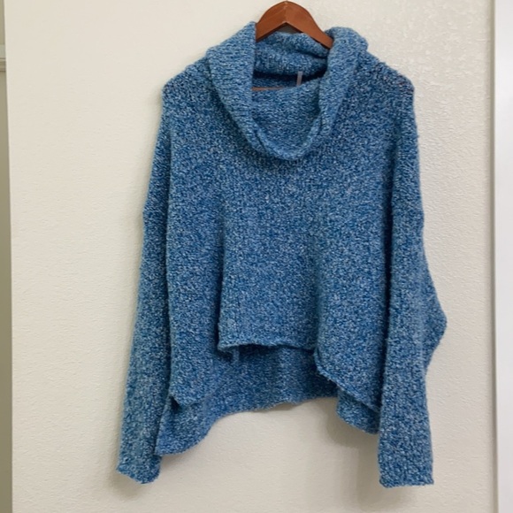 Free People Bff Cowl Neck Blue Marine Sweater Sz Small - Picture 4 of 13